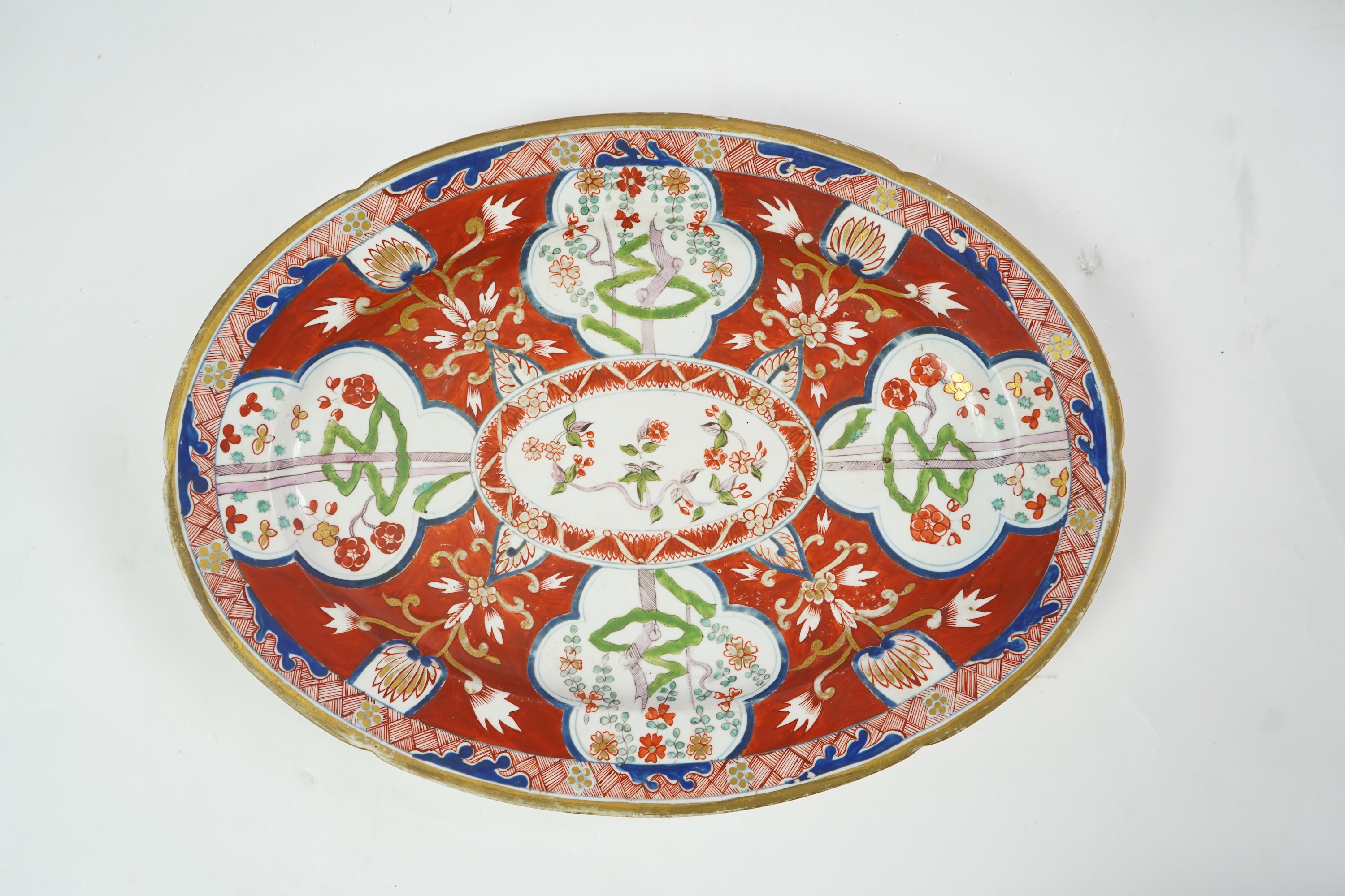 A Coalport Dollar pattern tureen and stand, c.1820